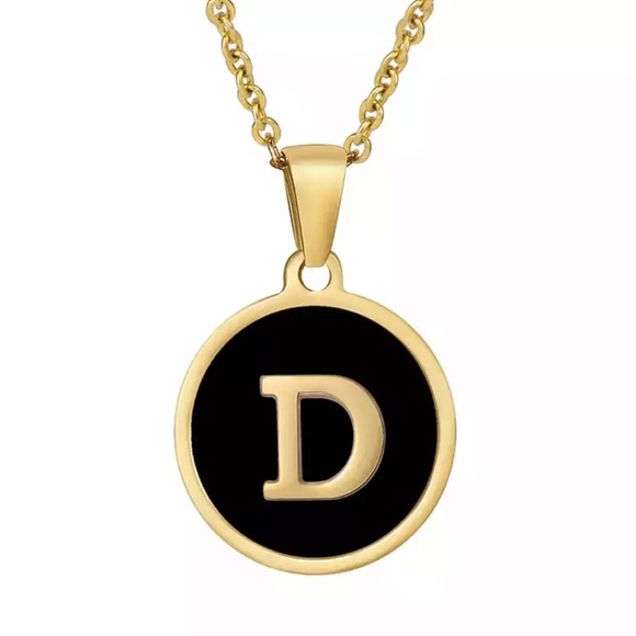 Black and Letter GoldPlated Necklace - Picture 2 of 6